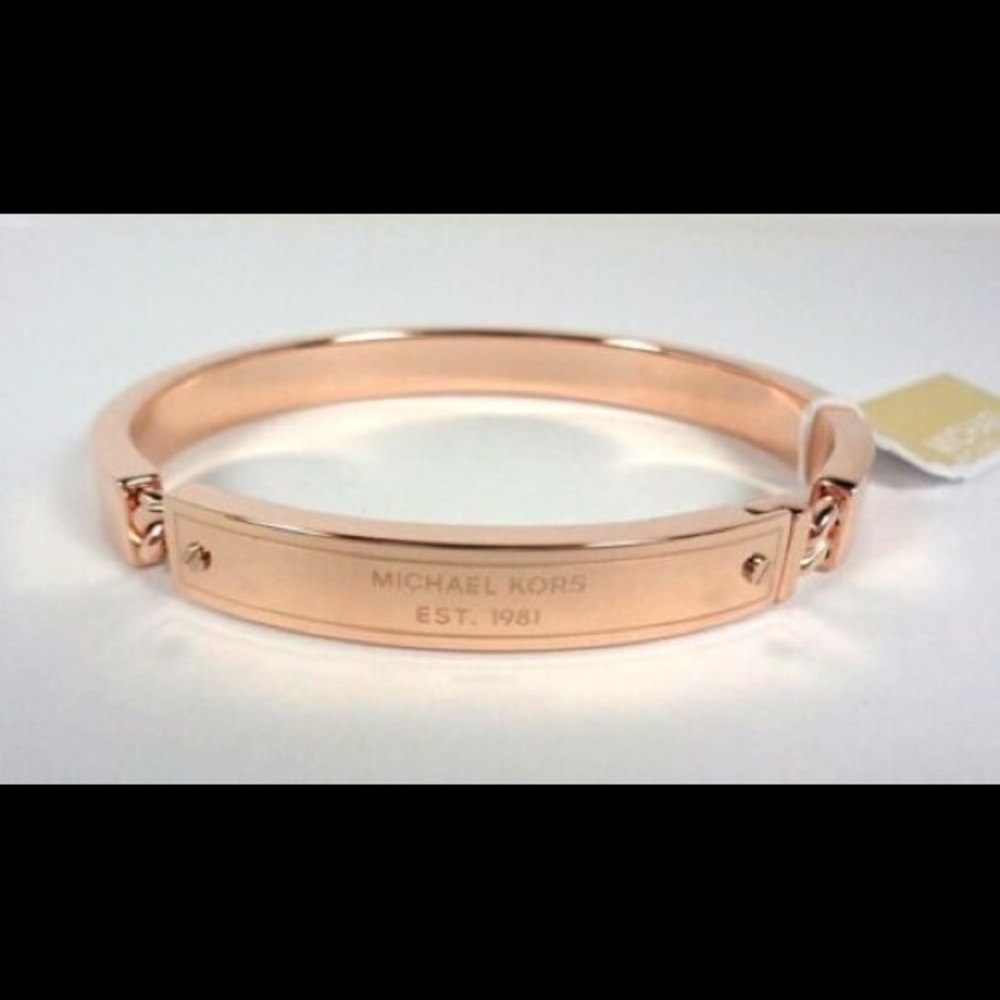 Michael Kors Rose Gold Logo plaque Bracelet RARE